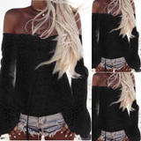 ELSVIOS Lace Stitching Blouses Sexy Hollow Out Off Shoulder Blouses Shirts Long Flare Sleeve White Black Cotton Blusa Women Tops