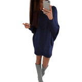 ELSVIOS High Quality Winter Autumn Women Dress 2017 Fashion Tight Long Sleeve O Neck Mini Dress Casual Solid Loose Comfy Dresses