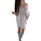 ELSVIOS High Quality Winter Autumn Women Dress 2017 Fashion Tight Long Sleeve O Neck Mini Dress Casual Solid Loose Comfy Dresses