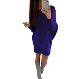 ELSVIOS High Quality Winter Autumn Women Dress 2017 Fashion Tight Long Sleeve O Neck Mini Dress Casual Solid Loose Comfy Dresses