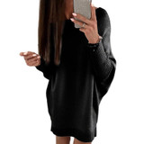 ELSVIOS High Quality Winter Autumn Women Dress 2017 Fashion Tight Long Sleeve O Neck Mini Dress Casual Solid Loose Comfy Dresses