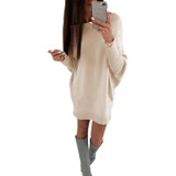 ELSVIOS High Quality Winter Autumn Women Dress 2017 Fashion Tight Long Sleeve O Neck Mini Dress Casual Solid Loose Comfy Dresses