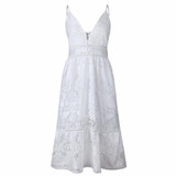 ELSVIOS Fashion Strap Backless Women Dress 2018 Summer Sexy V Neck button Lace Dresses Casual White Beach Dress Female Vestidos ELSVIOS Fashion Strap Backless Women Dress 2018 Summer Sexy V Neck button Lace Dresses Casual White Beach Dress Female Vestidos