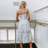 ELSVIOS Fashion Strap Backless Women Dress 2018 Summer Sexy V Neck button Lace Dresses Casual White Beach Dress Female Vestidos ELSVIOS Fashion Strap Backless Women Dress 2018 Summer Sexy V Neck button Lace Dresses Casual White Beach Dress Female Vestidos