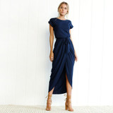 ELSVIOS 2017 Women Sexy Long Maxi Summer Dress Side Split Loose Dress Short Sleeve Evening Party Dress with Pocket Vestidos