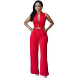 ELSVIOS 11 Colors Fashion Women Jumpsuit 2016 Summer Overalls Belted Wide Leg Jumpsuit macacao long pant Elegant Jumpsuits