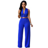 ELSVIOS 11 Colors Fashion Women Jumpsuit 2016 Summer Overalls Belted Wide Leg Jumpsuit macacao long pant Elegant Jumpsuits