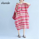 elseisle Striped Dress Plus Size New Korean Fashion Summer Style Stripe Dress For Ladies Women Summer Dress 2017 Wave Stripes