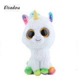 Elsadou Ty Beanie Boos Stuffed &amp; Plush Animals Colorful White Unicorn Toy Doll