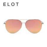 ELOT Fashion Brand Designer Oversized Pilot Oval Sunglasses Women Men Aviation Metal Frame Mirror Driving Sun Glasses Female