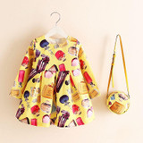 Girls Dress with Bag 2017 Brand Robe Princesse Fille Kids Dresses for Girls Costumes Children Printed Long Sleeve Princess Dress Girls Dress with Bag 2017 Brand Robe Princesse Fille Kids Dresses for Girls Costumes Children Printed Long Sleeve Princess Dress