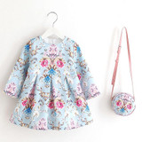 Girls Dress with Bag 2017 Brand Robe Princesse Fille Kids Dresses for Girls Costumes Children Printed Long Sleeve Princess Dress Girls Dress with Bag 2017 Brand Robe Princesse Fille Kids Dresses for Girls Costumes Children Printed Long Sleeve Princess Dress