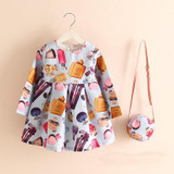 Girls Dress with Bag 2017 Brand Robe Princesse Fille Kids Dresses for Girls Costumes Children Printed Long Sleeve Princess Dress Girls Dress with Bag 2017 Brand Robe Princesse Fille Kids Dresses for Girls Costumes Children Printed Long Sleeve Princess Dress