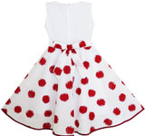 Girls Dress Wine Red Polka Dot Circle Double Bow Tie 2018 Summer Princess Wedding Party Dresses Girl Clothes Size 4-12 Pageant