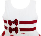 Girls Dress Wine Red Polka Dot Circle Double Bow Tie 2018 Summer Princess Wedding Party Dresses Girl Clothes Size 4-12 Pageant