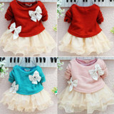 Girls Dress Tulle Baby Girl Long Sleeve Knitted Bow Infants Newborn Tutu Princess Dress Warm Spring Autumn Vestido De Festa