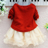 Girls Dress Tulle Baby Girl Long Sleeve Knitted Bow Infants Newborn Tutu Princess Dress Warm Spring Autumn Vestido De Festa