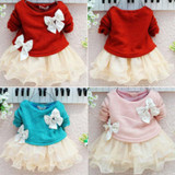 Girls Dress Tulle Baby Girl Long Sleeve Knitted Bow Infants Newborn Tutu Princess Dress Warm Spring Autumn Vestido De Festa