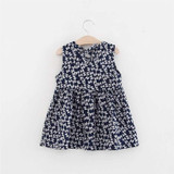 Girls dress summer dress Baby Kids Girls Sleeveless One Piece Dress Print Bowknot Tutu Summer Clothes with high quality AP19