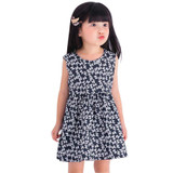 Girls dress summer dress Baby Kids Girls Sleeveless One Piece Dress Print Bowknot Tutu Summer Clothes with high quality AP19