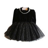 Girls Dress New Girl Party Dress Black Girls Clothes Long Sleeve Tutu Princess Dresses with Belt New Year Costumes for Kids