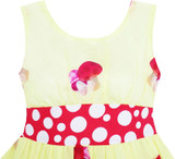Girls Dress Mushroom Flower Grass Polka Dot Belt Yellow 2018 Summer Princess Wedding Party Dresses Girl Clothes Size 4-12