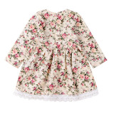 Girls Dress Long Sleeve Lovely Floral Print Long Sleeve Flower Kids Dress Baby Girl Clothes Princess Dresses 2-7Y