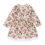 Girls Dress Long Sleeve Lovely Floral Print Long Sleeve Flower Kids Dress Baby Girl Clothes Princess Dresses 2-7Y