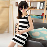 Girls Dress black and white stripes dresse baby girl clothes 100% Cotton 3-14 vest dresses for teens Baby Girls Dresses