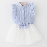 Girls Dress 2018 Brand Kids Clothes Butterfly Sleeve Letter T-shirt+Floral Voile Dress 2Pcs for Clothing Sets Children Dress