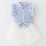 Girls Dress 2018 Brand Kids Clothes Butterfly Sleeve Letter T-shirt+Floral Voile Dress 2Pcs for Clothing Sets Children Dress