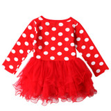 Girls Dress 2017 Christmas Girls Tutu Dress Dots Red Santa Claus Children Clothing Party Girls Clothes Long Sleeve Baby Dress