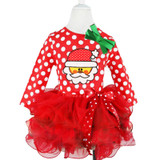 Girls Dress 2017 Christmas Girls Tutu Dress Dots Red Santa Claus Children Clothing Party Girls Clothes Long Sleeve Baby Dress