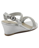 Girls Diamante Wedge - Silver
