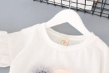 Girls Clothing Sets Kids Clothes 2017 Summer New Ice Cream Short-sleeved T-shirt +Pocket Shorts Suits Children's clothes