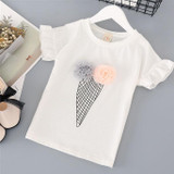 Girls Clothing Sets Kids Clothes 2017 Summer New Ice Cream Short-sleeved T-shirt +Pocket Shorts Suits Children's clothes
