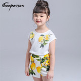 Girls Clothing Set Lemon Printed Brand Shirt + Skirt Suit Girls Clothes Kids children clothing Outfit Spring Summer Clothes Set