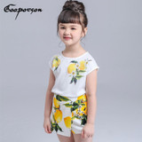 Girls Clothing Set Lemon Printed Brand Shirt + Skirt Suit Girls Clothes Kids children clothing Outfit Spring Summer Clothes Set