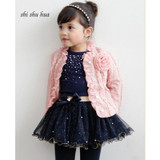 Girls clothing set Kids fashion rose t-shirt + Coat + skirt 3 pcs children birthday party dress high quality cotton Clothes Suit