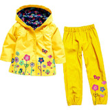 Girls Clothes Sets Autumn Children Clothing Boy Raincoat Sport Suit Print Long Sleeve Waterproof Girls Jacket+Pants Kids Clothes