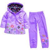 Girls Clothes Sets Autumn Children Clothing Boy Raincoat Sport Suit Print Long Sleeve Waterproof Girls Jacket+Pants Kids Clothes