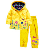 Girls Clothes Sets Autumn Children Clothing Boy Raincoat Sport Suit Print Long Sleeve Waterproof Girls Jacket+Pants Kids Clothes