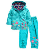 Girls Clothes Sets Autumn Children Clothing Boy Raincoat Sport Suit Print Long Sleeve Waterproof Girls Jacket+Pants Kids Clothes