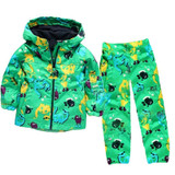 Girls Clothes Sets Autumn Children Clothing Boy Raincoat Sport Suit Print Long Sleeve Waterproof Girls Jacket+Pants Kids Clothes