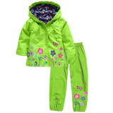 Girls Clothes Sets Autumn Children Clothing Boy Raincoat Sport Suit Print Long Sleeve Waterproof Girls Jacket+Pants Kids Clothes