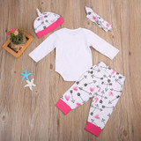 Newborn Baby Girl Clothes 4pcs Infant Baby Girls Romper+Arrows+Pants +Hat Outfits Toddle Clothing Set