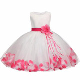 Newborn Baby Girl Christening Gown Tulle Infant Petals Bridal Dresses Toddler Girl First Birthday Party Dresses Baptism Clothes