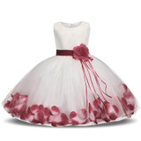 Newborn Baby Girl Christening Gown Tulle Infant Petals Bridal Dresses Toddler Girl First Birthday Party Dresses Baptism Clothes