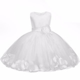 Newborn Baby Girl Christening Gown Tulle Infant Petals Bridal Dresses Toddler Girl First Birthday Party Dresses Baptism Clothes