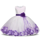 Newborn Baby Girl Christening Gown Tulle Infant Petals Bridal Dresses Toddler Girl First Birthday Party Dresses Baptism Clothes